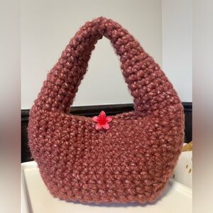 Handmade ❤️ Soft Brown Small Crochet Bag Purse